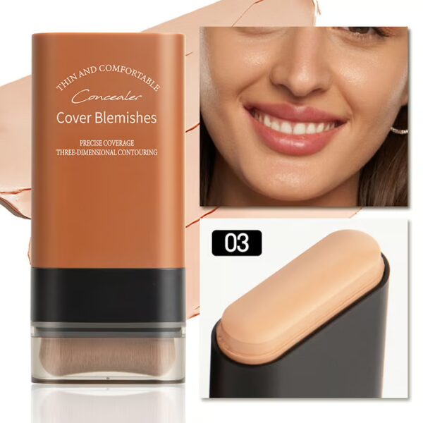 Hydrating Lightweight Foundation Stick with Brush: Built-in brush for easy application and flawless, full coverage.