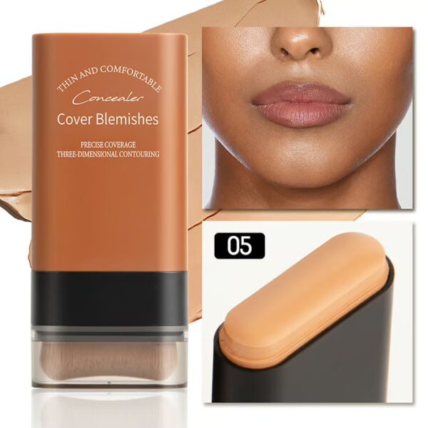 Hydrating Lightweight Foundation Stick with Brush: Full coverage, lightweight, and hydrating formula for radiant skin all day long.