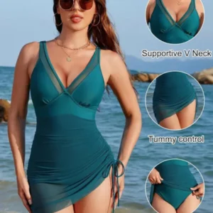 Tummy Control Mesh Swimsuit